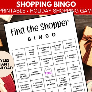 Druckbares Einkaufs-Bingo-Spiel, Eisbrecher-Spiel, Ladies Night, Girls Night Out, Finden Sie den Einkäufer, der, Bachelorette Party Spiel, Thanksgiving