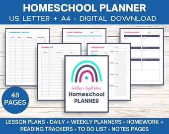 Homeschool Planer druckbar, Undatierte Homeschool Binder, mehrjährige Homeschool druckbares Bundle, Lernbinder, Lehrer Planer, PDF