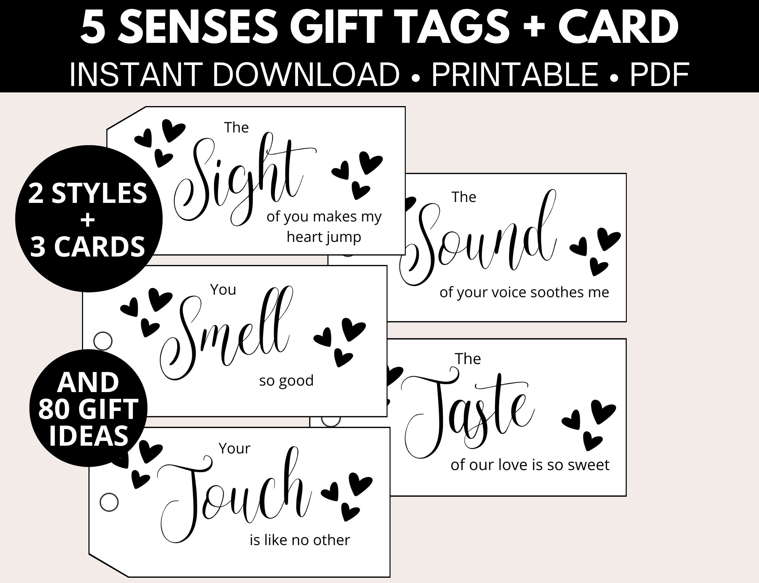 Five Senses Gift Tags With Cards and Gift Ideas 1st Etsy