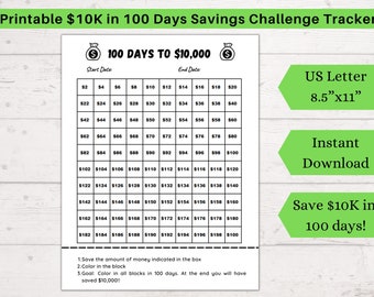 10K in 100 Days Challenge, Save Money Challenge, 10000 Saving