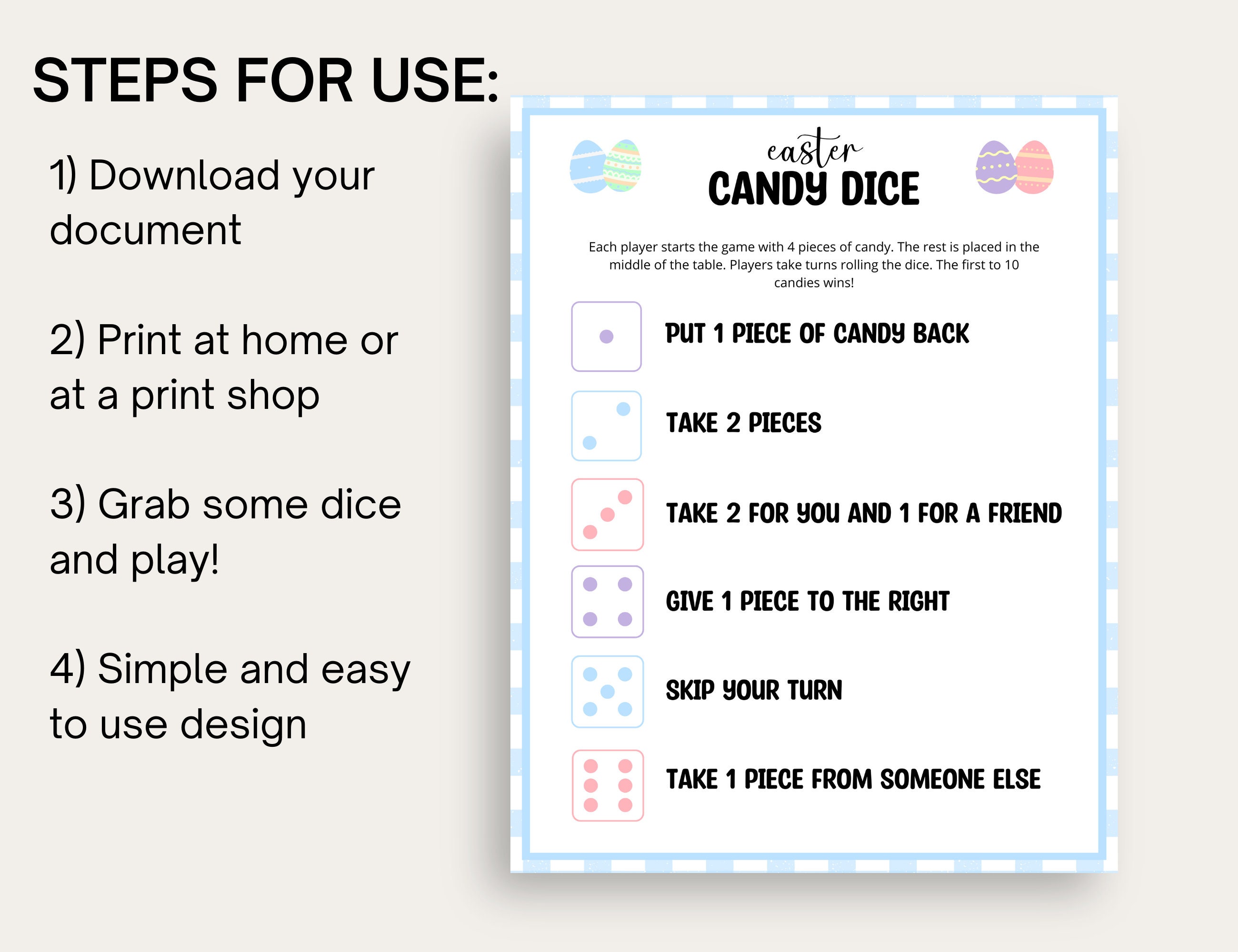 Easter Dice Game, Printable Easter Game for Kids of All Ages, Easter ...