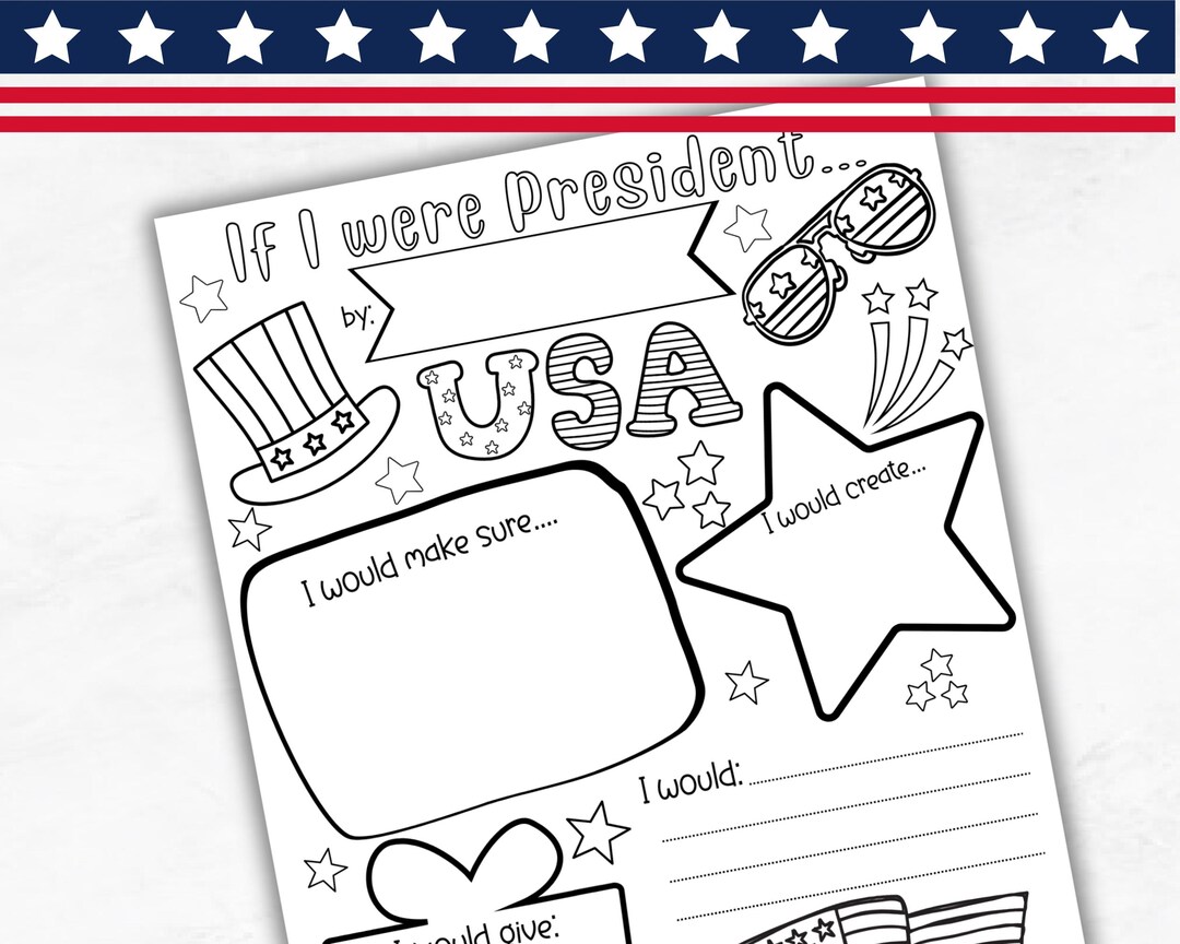 If I Were President Kids Writing Activity, President's Day Worksheet
