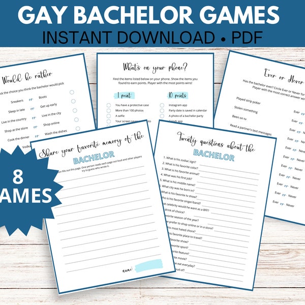 Gay bachelor party games printable, Gay engagement party, Gay wedding shower, Two grooms games, Instant download, PDF