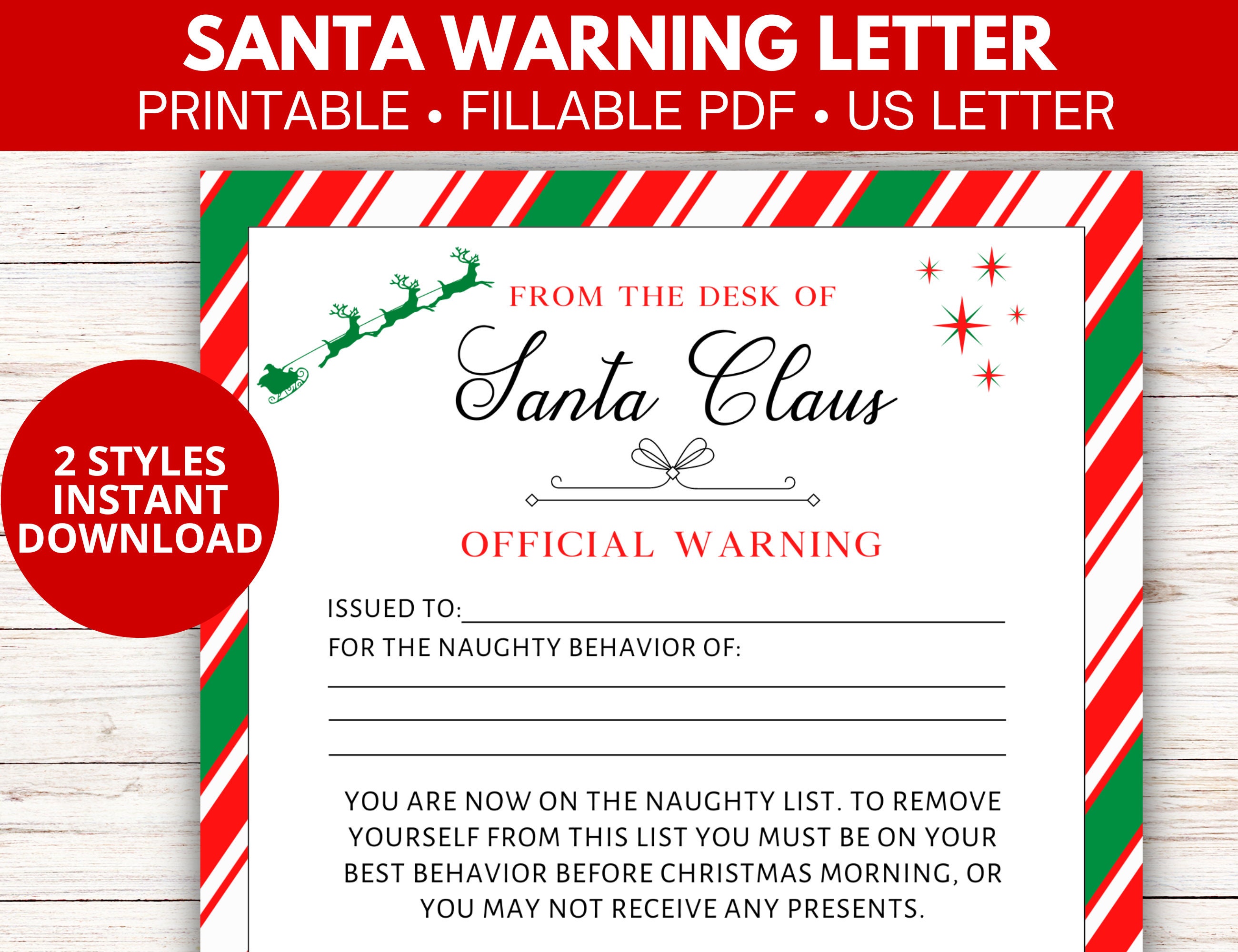 Printable Warning Letter From Santa, Editable Santa Naughty Letter Printable Warning Letter From Santa, Editable Santa Naughty Letter