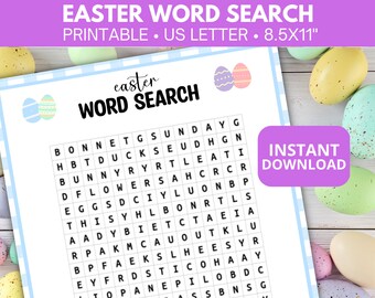 Easter word search, Printable Easter game for kids, Easter game for classroom or family game night, Easter tween or teen game, PDF