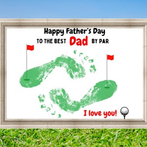 Golf Father's Day Footprint Craft, 1st Happy Father's Day golf gift, Toddler Preschool Footprint Art, Daycare baby activity, Golf Dad gift