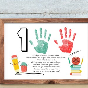 100th day of school handprint poem craft, 100 days of school handprint art, Printable Preschool activity, PreK activity, Classroom activity