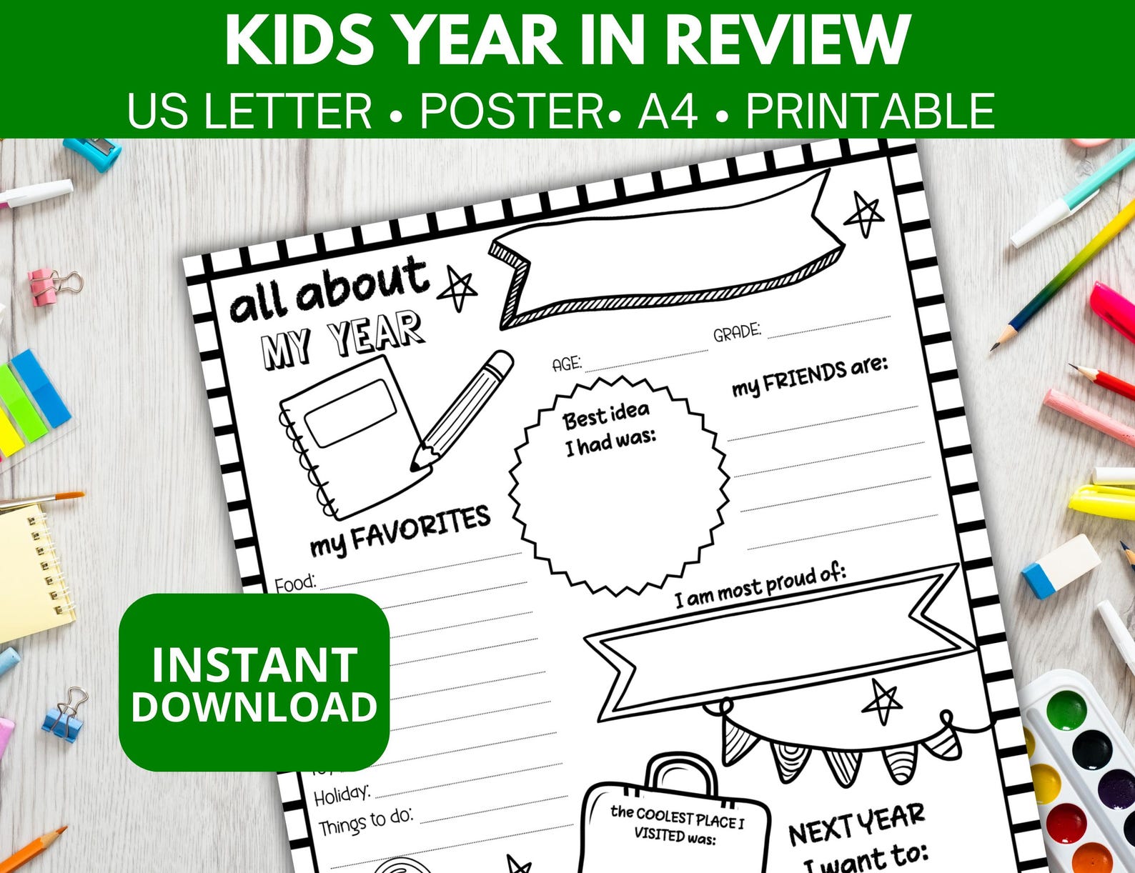 Last Day of School Interview, All About My Year Printable, Year in ...