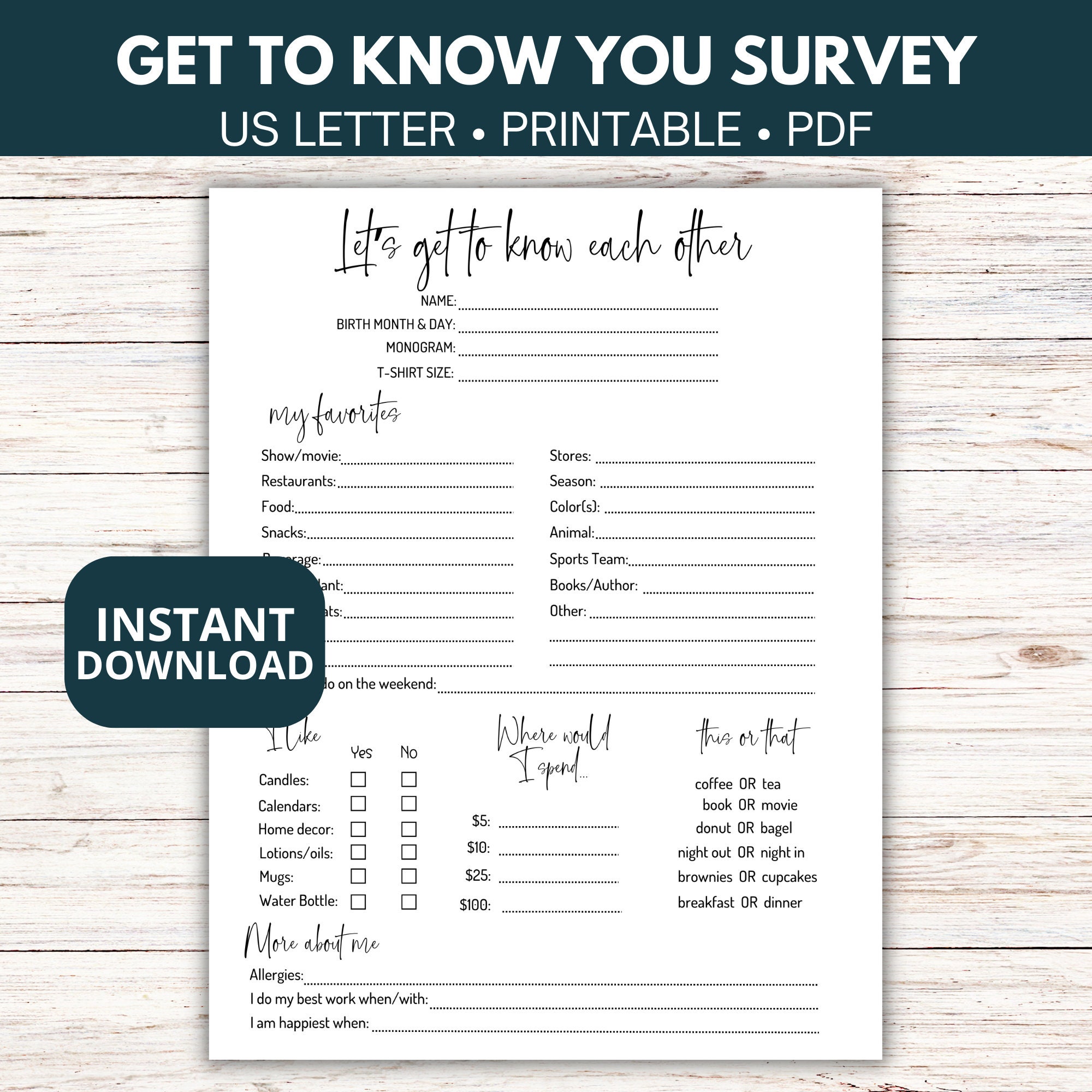 Get to Know You Questions, Favorite Things List, Team Building ...