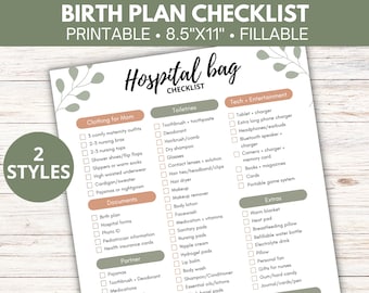 Birth plan template, Editable birth plan checklist, Natural birth plan, Birthing plan Canva, Labor and delivery preferences, Printable PDF