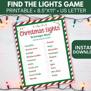 Christmas lights outdoor scavenger hunt, Xmas Scavenger hunt printable, Find the lights game, Neighborhood Christmas fun, Holiday Party