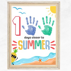 100 Days Closer to Summer Handprint Craft, 100th Day of School handprint art, 100 Days of School Kids Classroom activity, 100th day of PreK