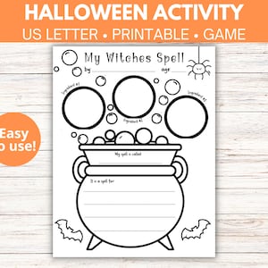 Halloween Blockbälle für Kinder, Halloween Ausmalseiten, Malseite für Mädchen, zum Zeichnen, Schreiben, Erstellen Sie Ihren eigenen Zauber, Entwerfen Sie einen Zauber