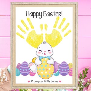 Easter Bunny Handprint Craft, Spring Handprint art, Printable Preschool Toddler Parent gift, Sunday School, Little Bunny, DIY Keepsake