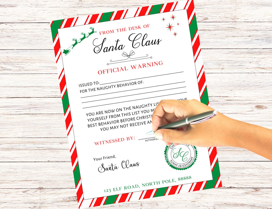 Printable Warning Letter From Santa, Editable Santa Naughty Letter ...