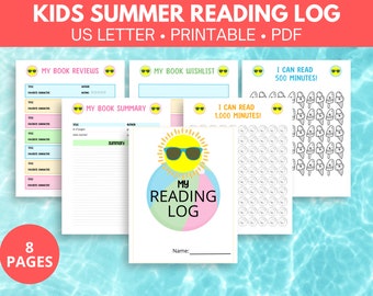 Kids Summer Reading Log Printable, Kids Book Tracker, Reading tracker for kids, Printable summer reading chart, Kids reading journal