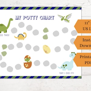 Grafico vasino dinosauro per ragazzi, grafico addestramento vasino per bambini, grafico adesivo dinosauro addestramento toilette, grafico ricompensa Dino Potty, dinosauri