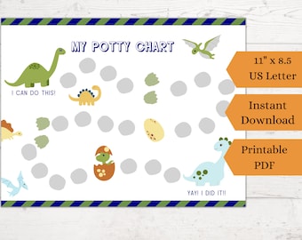 Dinosaur Potty Chart for boys, Toddler potty training chart, Toilet training dino sticker chart, Dino Potty reward chart, Dinosaurs