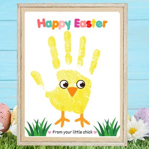 Easter Chick Handprint Craft, Spring Handprint art, Printable Preschool Toddler Parent gift, Sunday School, Little Chick,DIY Easter Keepsake