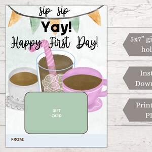 Sip Sip Yay Titulaire de la carte-cadeau du premier jour de l'enseignant, cadeau d'appréciation de l'enseignant, cadeau d'amant de café, cadeau PTA PTO, cadeau principal