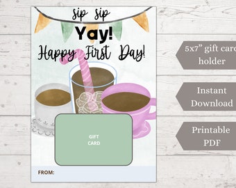 Sip Sip Yay First Day of school teacher Gift Card holder, Teacher appreciation gift, Coffee lover gift, PTA PTO gift, Principal gift