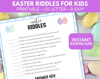 Acertijos de Pascua para niños imprimibles, acertijos imprimibles de fiesta de Pascua para niños, descarga instantánea