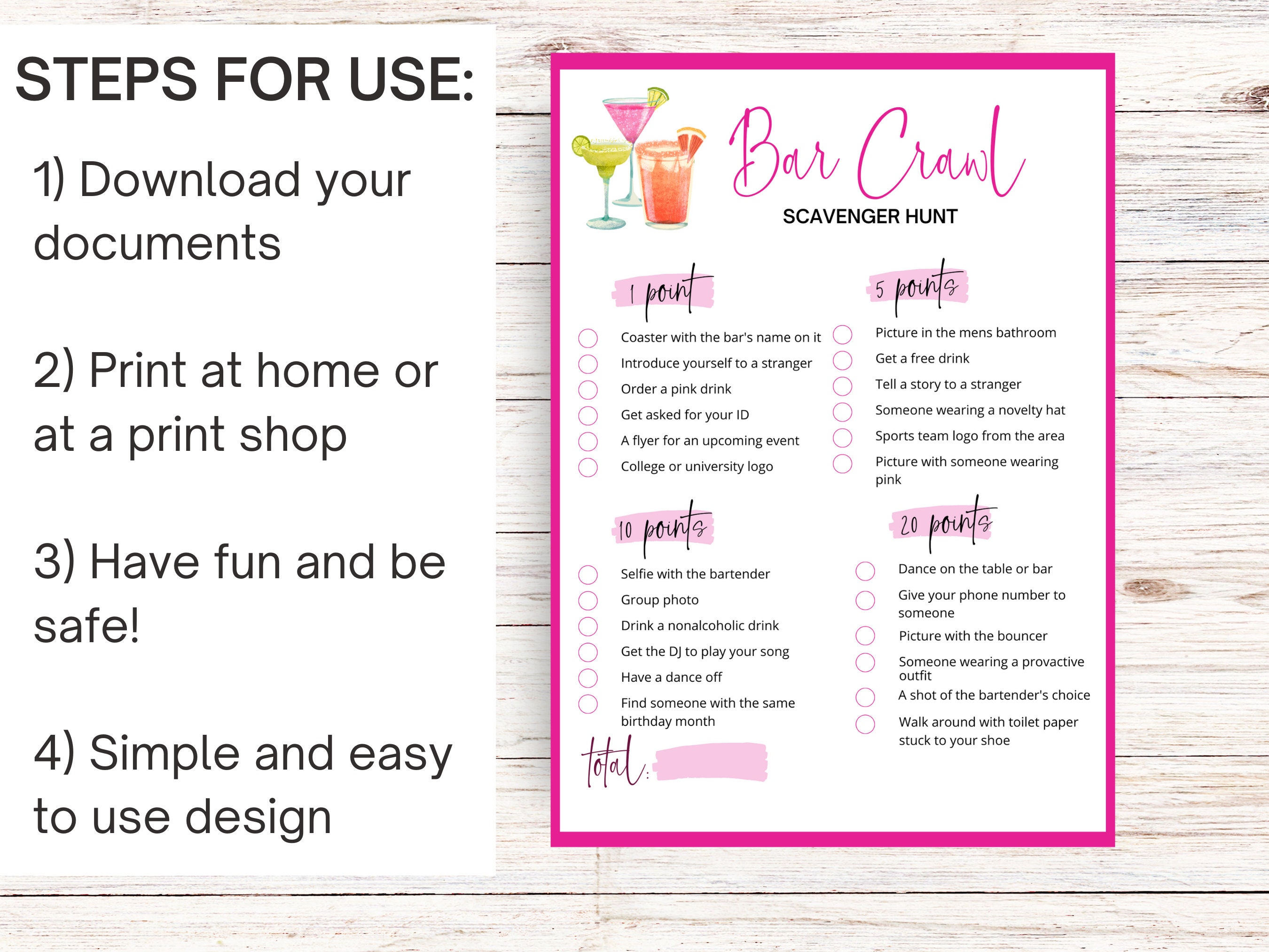 Bar Scavenger Hunt Printable, Bachelorette Party Bar Crawl Bingo, Adult Scavenger Hunt, Drinking