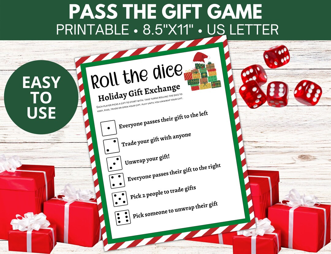 Christmas Left Right Game Printable, Right Left Gift Exchange Game