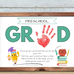 Preschool Graduation Handprint Art, Printable Preschool keepsake, Last day of preschool craft, End of year, Classroom activity page, 2025