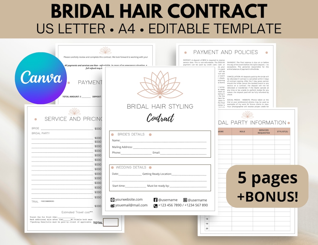 Bridal Hair Contract Template Bridal Party Hair Service Contract bridal-hair-contract-template-bridal-party-hair-service-contract