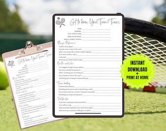 Get to know your tennis teammate questions, Team building game, Printable about me questionnaire, Tennis partner bonding, Team favorites