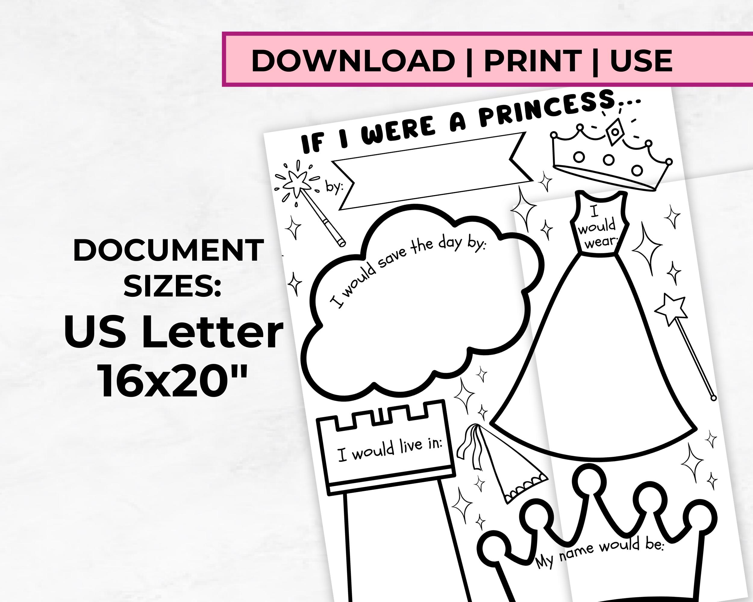 If I Were a Princess Printable, Girls Princess Party Activity ...