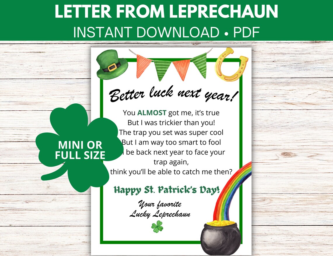Letter From Leprechaun, Printable Leprechaun Letter for Kids, Note From ...