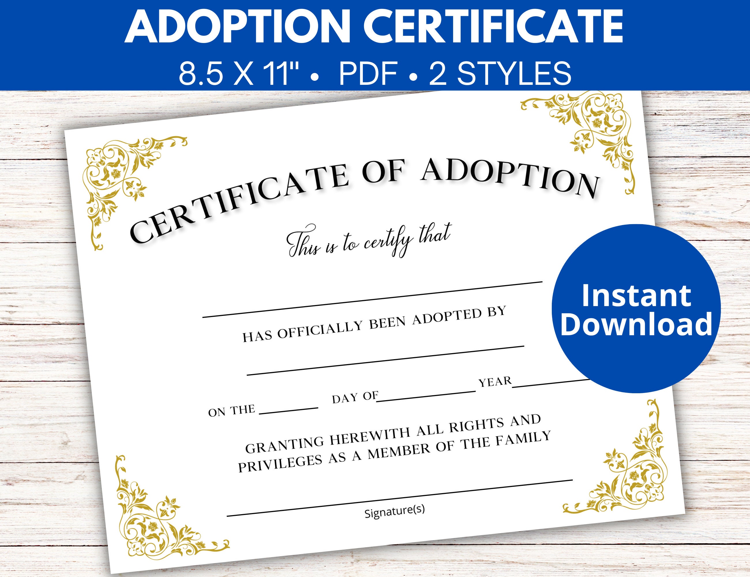 certificate of adoption template