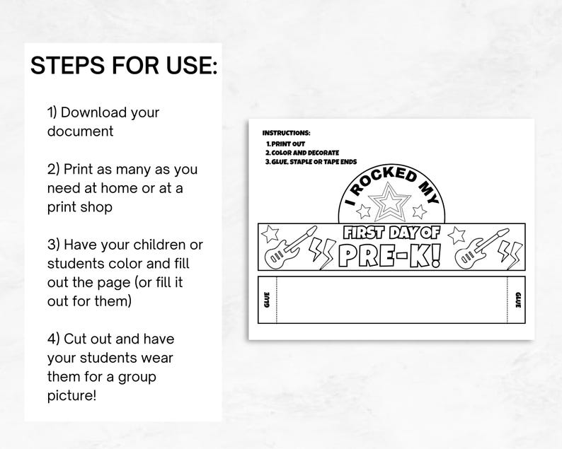 Printable First Day of Pre K Paper Crown, Back to School Coloring ...