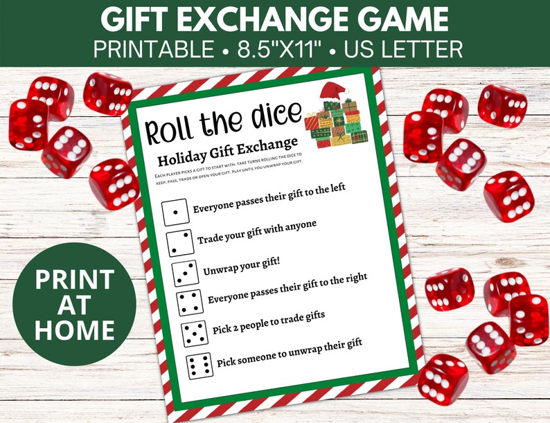 Christmas Left Right Game Printable, Right Left Gift Exchange Game