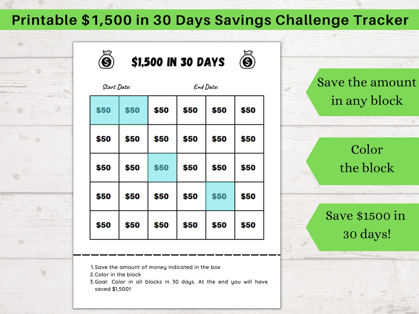 Save 1500 in 30 Days Challenge, 30 Day Money Savings Challenge