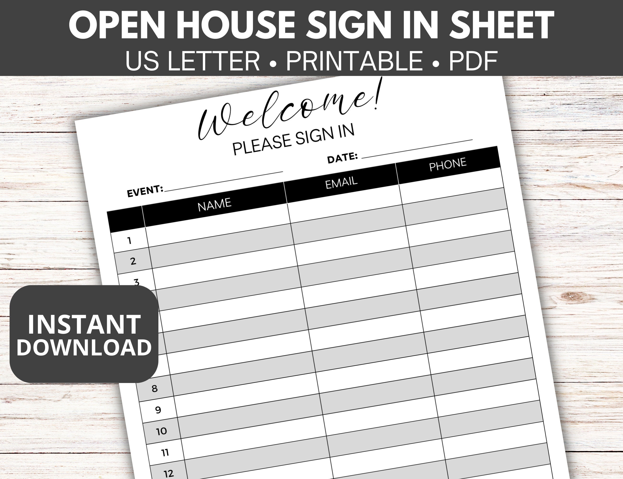 Open House Sign in Sheet, Real Estate Printable, Realtor Marketing ...