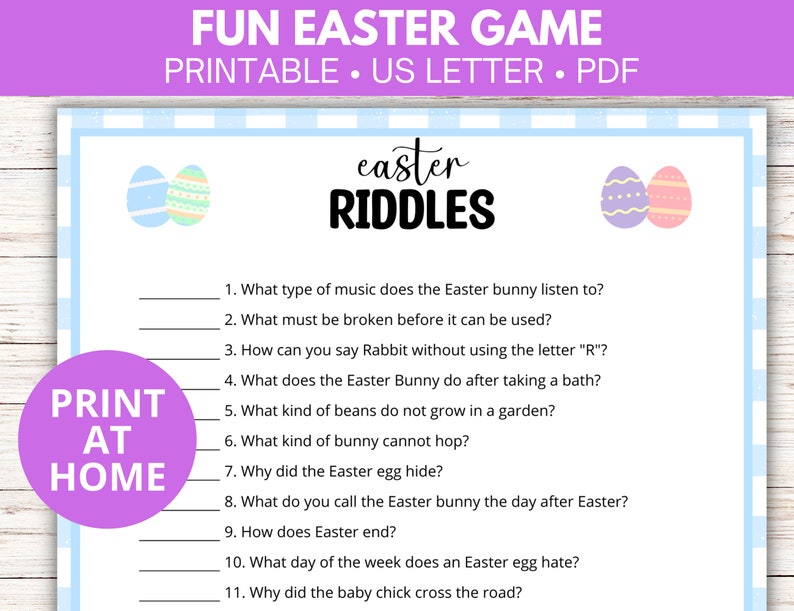 Fun Easter Riddles Kids Easter Riddles Printable, Easter Party Printable Riddles for Kids ...