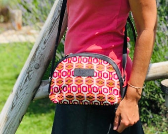 Indian women&#39;s shoulder bag African fabric waxprint geometric ethnic bag gift idea for women