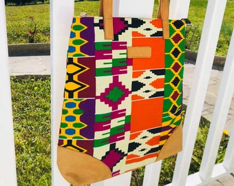 African wax print tote bag zipper ankara print bag crossbody bag zipper gift for women