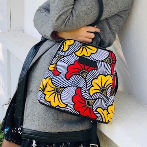 Sac à dos femme wax africain pagne africain fleurs de mariage wax France ethnique idée cadeau femme Noel