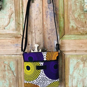 African wax print shoulder bag wax disc indian print geometric ethnic bag birthday gift for women image 2