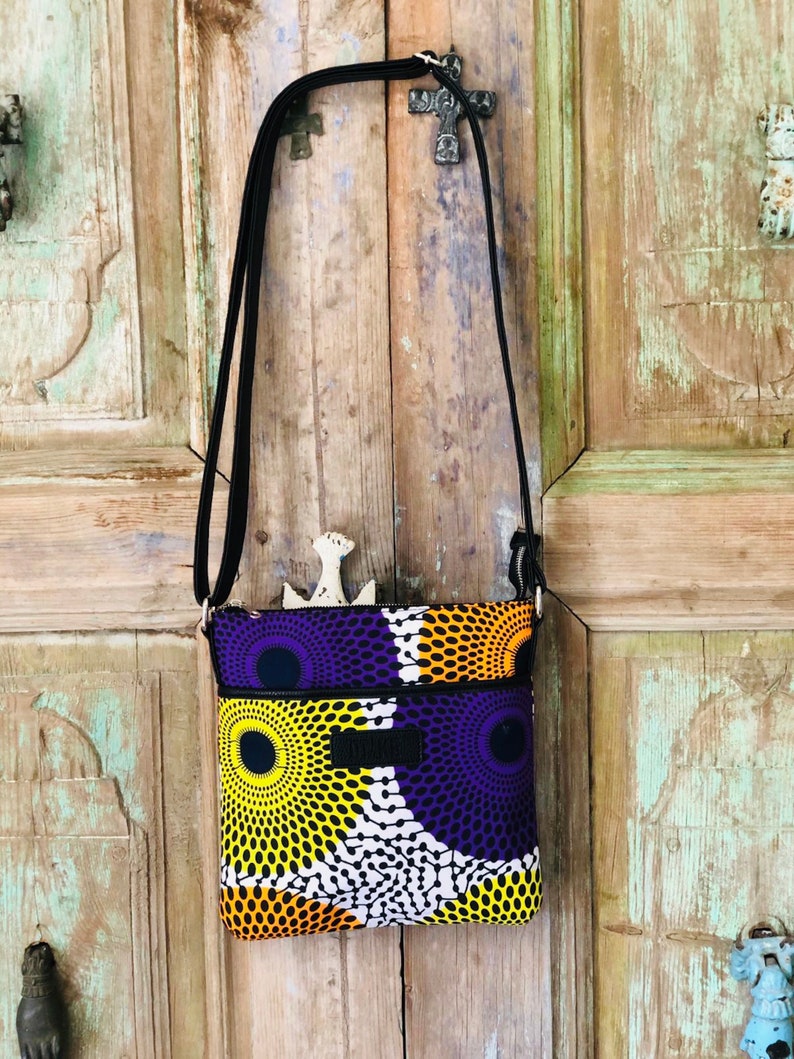 African wax print shoulder bag wax disc indian print geometric ethnic bag birthday gift for women image 2