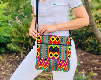 Kente African wax print women shoulder bag indian print Bogolan geometric ethnic bag birthday gift for women