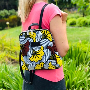 African wax print women Backpack indian print Ankara print bag birthday gift for her image 9