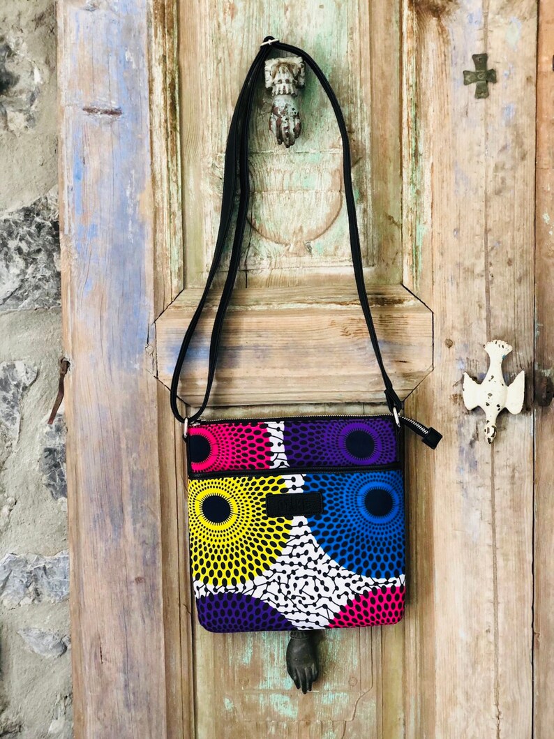 African wax print shoulder bag wax disc indian print geometric ethnic bag birthday gift for women image 5