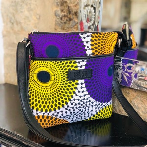 African wax print shoulder bag wax disc indian print geometric ethnic bag birthday gift for women image 3