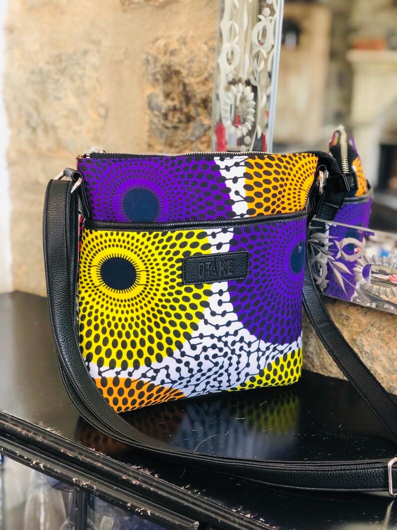 African wax print shoulder bag wax disc indian print geometric ethnic bag birthday gift for women image 3