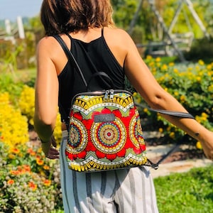 African wax print women Backpack indian print Ankara print bag birthday gift for her image 1